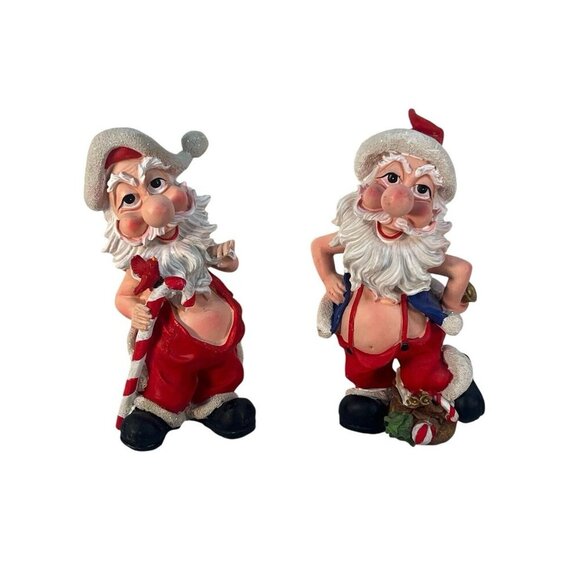 vintage lot of 2 whimsy ceramic santa figurines 9'' super cute - Picture 8 of 13